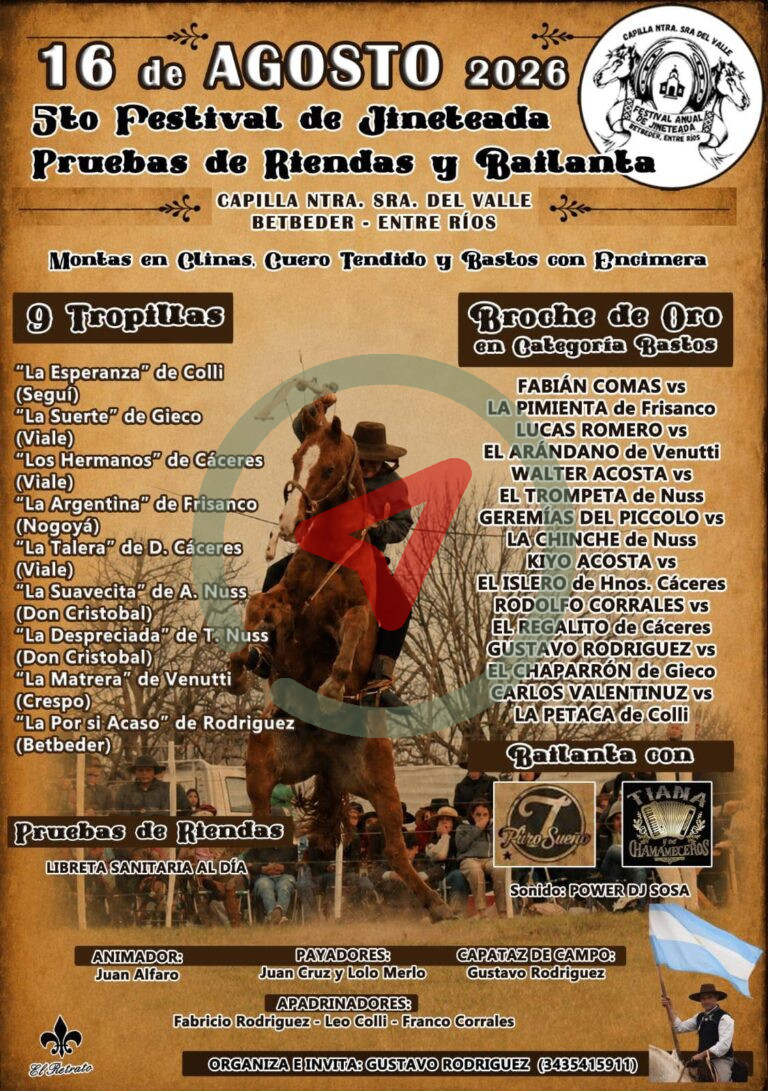 5to Festival de Jineteada, Pruebas de Riendas y Bailanta – Betbeder