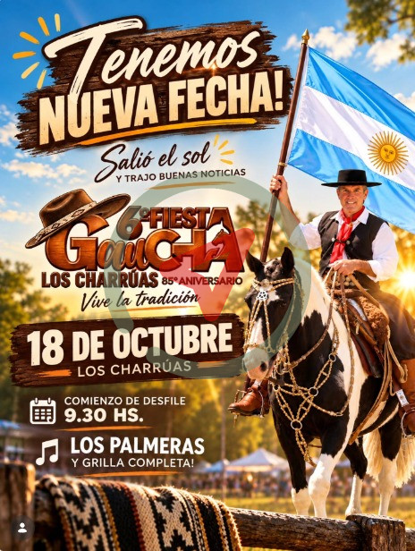 NUEVA FECHA – 6ª Fiesta Gaucha – 85° aiversario de Los Charrúas