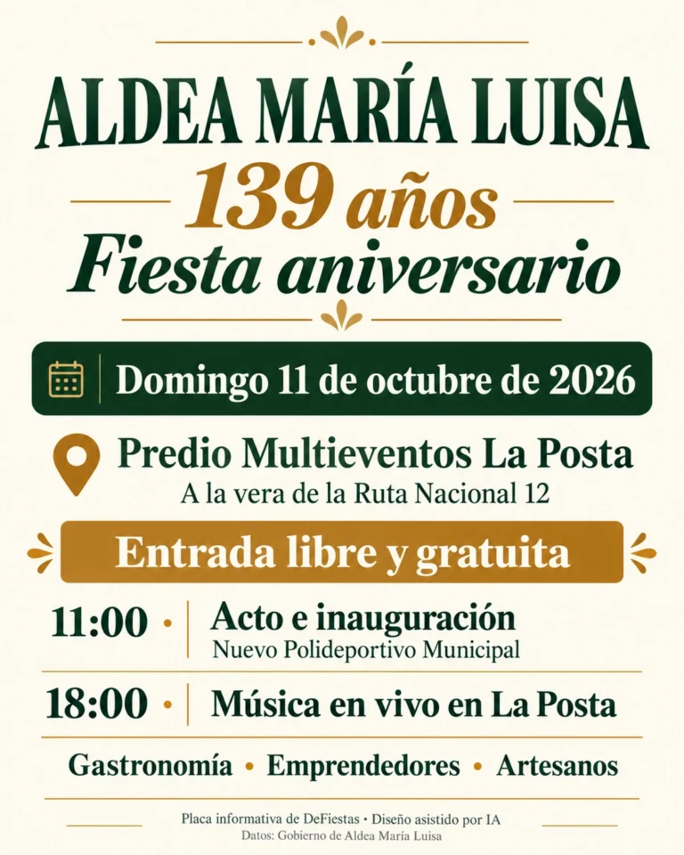 Aldea María Luisa celebra sus 139 años con una fiesta de entrada gratuita